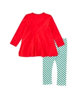 Bonnie Jean Little Girls 2T-4T Long Sleeve Nutcracker Applique Knit Top & Bias-Striped Knit Leggings Set