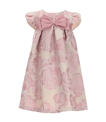 Bonnie Jean Little Girls 2T-4T Months Petal Sleeve Floral Jacquard Trapeze Dress