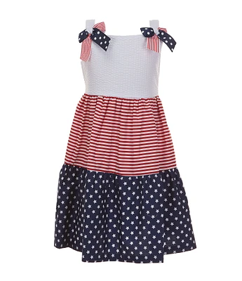 Bonnie Jean Little Girls 2T-6X Bow Shoulder America Printed Dress With Coordinating Panty