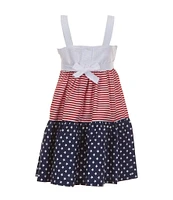 Bonnie Jean Little Girls Bow Shoulder America Printed Dress With Coordinating Panty