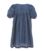 Bonnie Jean Little Girls 2T-6X Dolman-Sleeve Multicolor-Smocked Empire-Waist Denim Dress