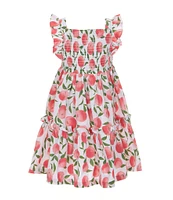 Bonnie Jean Little Girls 2T-6X Flutter-Sleeve Peach-Printed Fit-And-Flare Dress