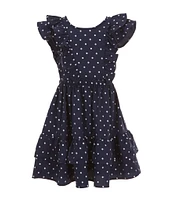 Bonnie Jean Little Girls 2T-6X Flutter Sleeve Tiered Skirt Polka Dot Dress