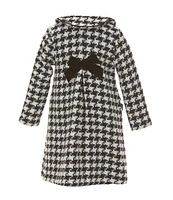 Bonnie Jean Little Girls 2T-6X Long Sleeve Checked Boucle Coat & Short Sleeve Knit Houndstooth Boucle Dress Set