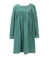 Bonnie Jean Little Girls 2T-6X Long Sleeve Checked French Terry Empire-Waist Dress