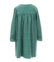 Bonnie Jean Little Girls 2T-6X Long Sleeve Checked French Terry Empire-Waist Dress