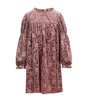 Bonnie Jean Little Girls 2T-6X Long Sleeve Embossed Floral-Pattern Empire Waist Dress