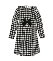 Bonnie Jean Little Girls 2T-6X Long Sleeve Houndstooth Wool-Blend Coat & Sleeveless Houndstooth Wool-Blend/Mesh Dress Set