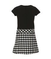 Bonnie Jean Little Girls 2T-6X Long Sleeve Houndstooth Wool-Blend Coat & Sleeveless Houndstooth Wool-Blend/Mesh Dress Set