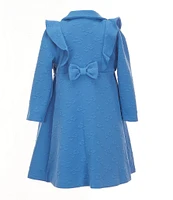 Bonnie Jean Little Girls Long Sleeve Jacquard-Knit Ruffled Coat & Sleeveless Floral Shantung Fit & Flare Dress Set