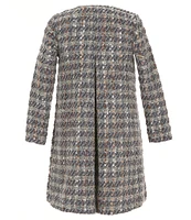 Bonnie Jean Little Girls 2T-6X Long Sleeve Plaid Metallic Boucle Coat & Sleeveless Foiled-Knit Empire-Waist Dress