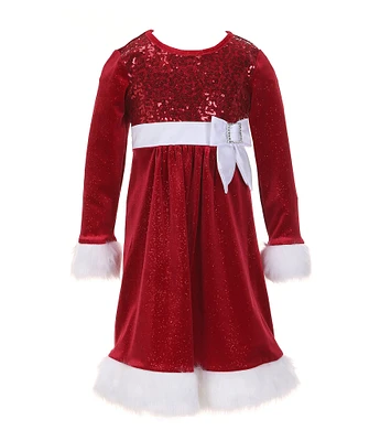 Bonnie Jean Little Girls 2T-6X Long Sleeve Santa Velvet Dress