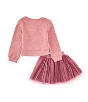 Bonnie Jean Little Girls 2T-6X Long-Sleeve Sequin-Embellished Butterfly Tunic Top & Striped Mesh Tutu Skirt Set