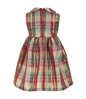 Bonnie Jean Little Girls 2T-6X Long Sleeve Textured-Knit Coat & Sleeveless Plaid Fit & Flare Dress Set