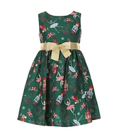 Bonnie Jean Little Girls 2T-6X Long-Sleeve Velvet Cardigan & Sleeveless Nutcracker-Printed Shantung Fit-And-Flare Dress