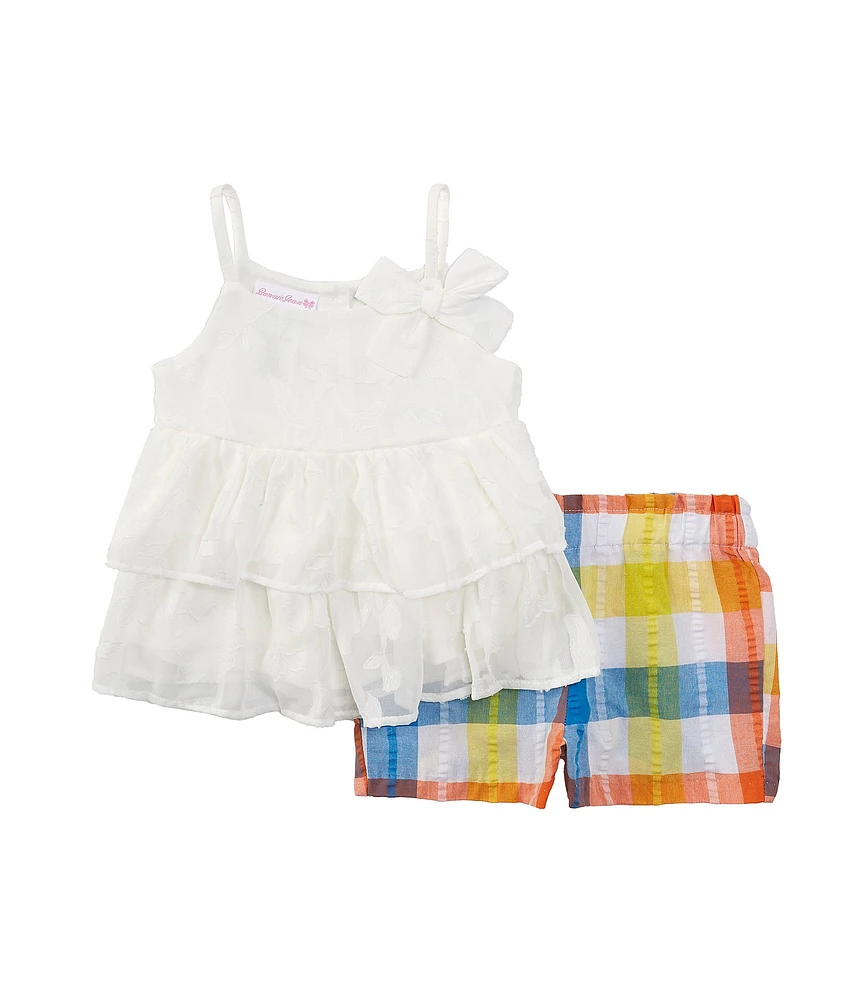 Bonnie Jean Little Girls 2T-6X Patterned Top & Plaid Shorts Set