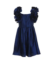 Bonnie Jean Little Girls 2T-6X Ruffle Sleeve Fit & Flare Shantung Dress