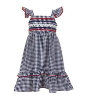 Bonnie Jean Little Girls 2T-6X Seersucker Gingham Multi-Colored Ric-Rac Trim Sundress