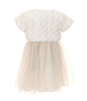 Bonnie Jean Little Girls 2T-6X Short Sleeve Faux-Fur Bolero & Sleeveless Embroidered/Mesh Ballerina Dress Set