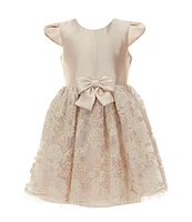 Bonnie Jean Little Girls 2T-6X Short-Sleeve Mikado/Lace Fit-And-Flare Dress