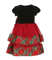 Bonnie Jean Little Girls 2T-6X Short Sleeve Velvet/Mesh/Taffeta-Skirted Fit & Flare Dress