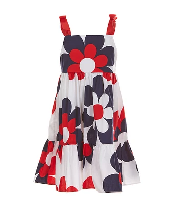 Bonnie Jean Little Girls 2T-6X Sleeveless Americana Oversized Floral Print Poplin Fit & Flare Dress