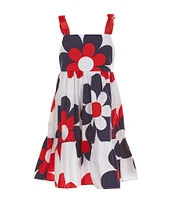 Bonnie Jean Little Girls 2T-6X Sleeveless Americana Oversized Floral Print Poplin Fit & Flare Dress