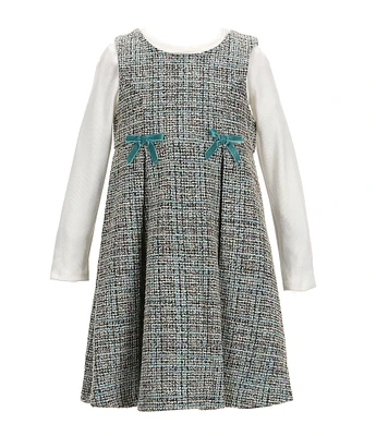 Bonnie Jean Little Girls 2T-6X Sleeveless Boucle Jumper Dress & Long Sleeve Rib-Knit T-Shirt Set