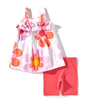 Bonnie Jean Little Girls 2T-6X Sleeveless Daisy-Printed Tunic Top & Solid Biker Shorts Set