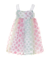 Bonnie Jean Little Girls 2T-6X Sleeveless Floral Applique Fan-Front-Bodice Empire Waist Dress