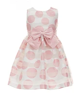 Bonnie Jean Little Girls 2T-6X Sleeveless Mixed-Media Dotted/Shadow-Stripe Fit & Flare Dress