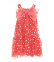 Bonnie Jean Little Girls 2T-6X Sleeveless Polka-Dotted Bow Babydoll Dress