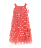 Bonnie Jean Little Girls 2T-6X Sleeveless Polka-Dotted Bow Babydoll Dress
