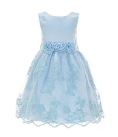 Bonnie Jean Little Girls 2T-6X Sleeveless Satin/Sequin-Embellished & Embroidered-Skirted Fit & Flare Dress