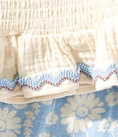 Bonnie Jean Little Girls 2T-6X Smocked Gauze Top & Floral Print Linen Shorts Set
