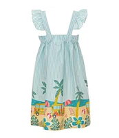 Bonnie Jean Little Girls 2T-6X Striped/Beach-Scene-Printed Fit-And-Flare Dress
