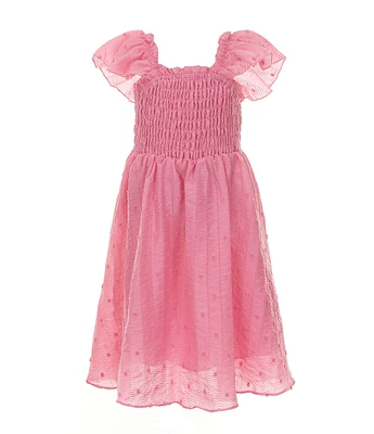 Bonnie Jean Little Girls Flutter-Sleeve Smocked-Bodice Midi Dress