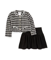 Bonnie Jean Little Girls 4-6X Long Sleeve Metallic Boucle Jacket & Foiled-Knit Swing Skirt Set