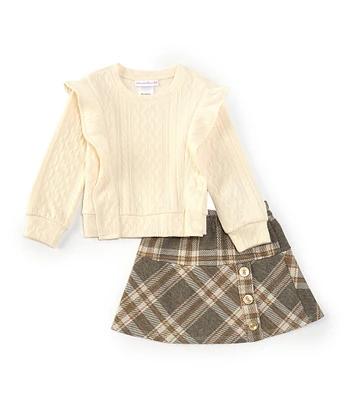 Bonnie Jean Little Girls 4-6X Long-Sleeve Solid Knit Sweater & Plaid Woven Skirt Set