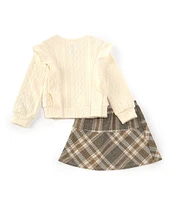 Bonnie Jean Little Girls 4-6X Long-Sleeve Solid Knit Sweater & Plaid Woven Skirt Set