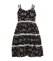 Bonnie Jean Little Girls Ric-Rac Trim Floral Gauze Printed Sundress