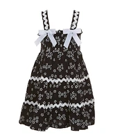 Bonnie Jean Little Girls Ric-Rac Trim Floral Gauze Printed Sundress