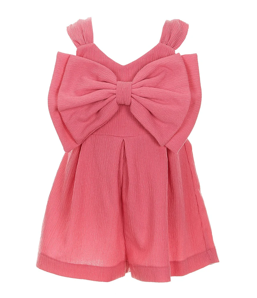 Bonnie Jean Little Girls 4-6X Sleeveless Bow-Accented Gauze Romper