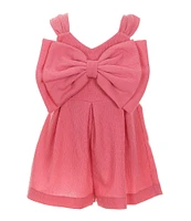 Bonnie Jean Little Girls 4-6X Sleeveless Bow-Accented Gauze Romper