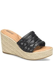 Born Aneesa Leather Platform Wedge Espadrille Slides