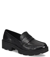 Born Carrera Leather Lug Sole Platform Penny Loafers