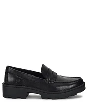 Born Carrera Leather Lug Sole Platform Penny Loafers