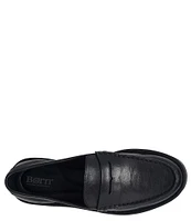 Born Carrera Leather Lug Sole Platform Penny Loafers