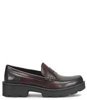 Born Carrera Leather Lug Sole Platform Penny Loafers