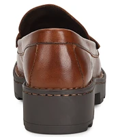 Born Carrera Leather Lug Sole Platform Penny Loafers